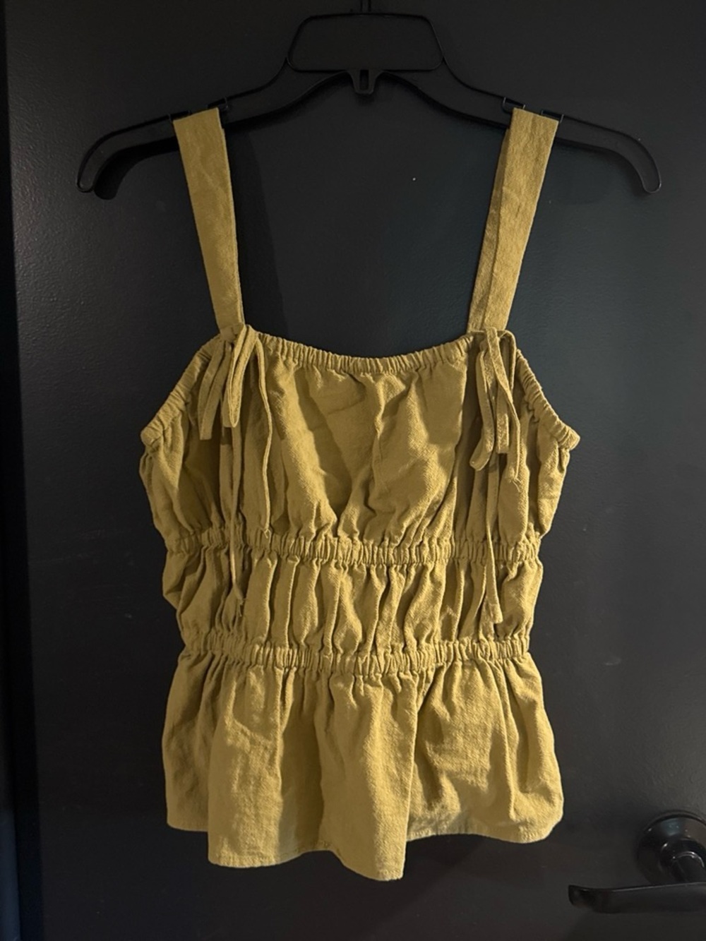 Universal Thread Olive Green Shirred Peplum Tank Top